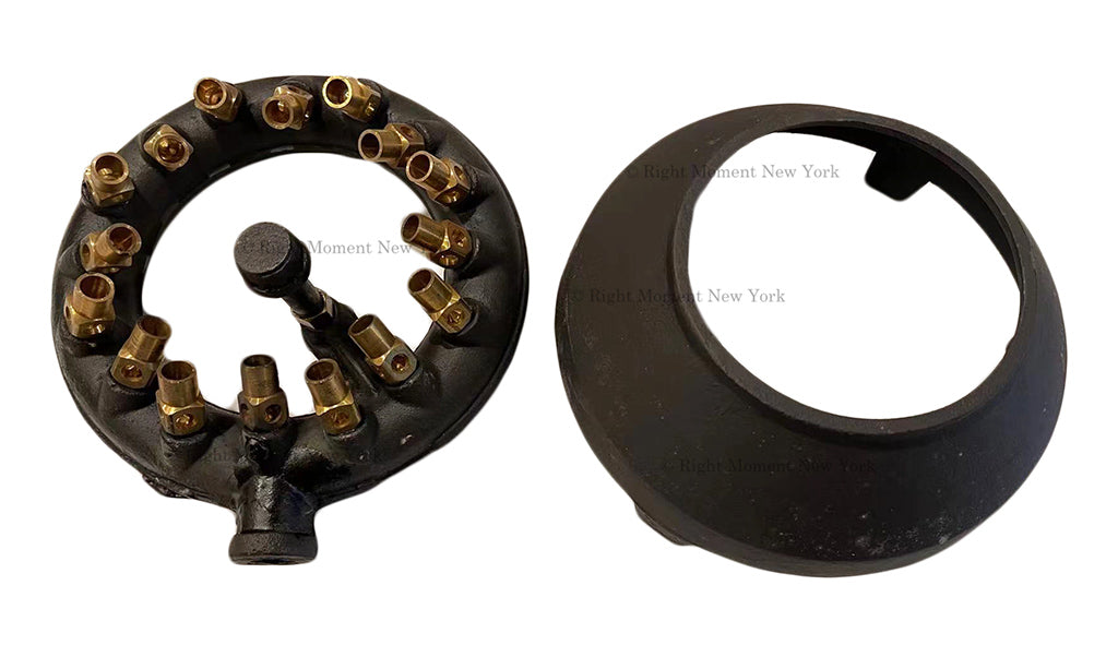 16 Tips Jet Volcano Burner with Central Pilot & Lid - Wok Range Parts 128,000 BTU