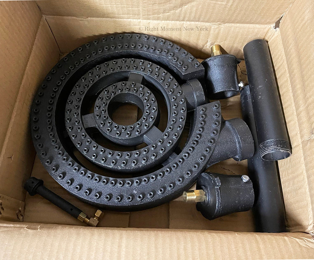 3-Rings Burner with 2 Pipe Fitting for Stock Pot, Gas Stove Wok Range Replacement Parts - 100,000 BTU